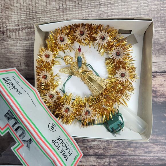 Vtg Gold Angel Christmas Tree Topper Light Up Yule Star Mid Century WORKS Taiwan - Picture 4 of 7
